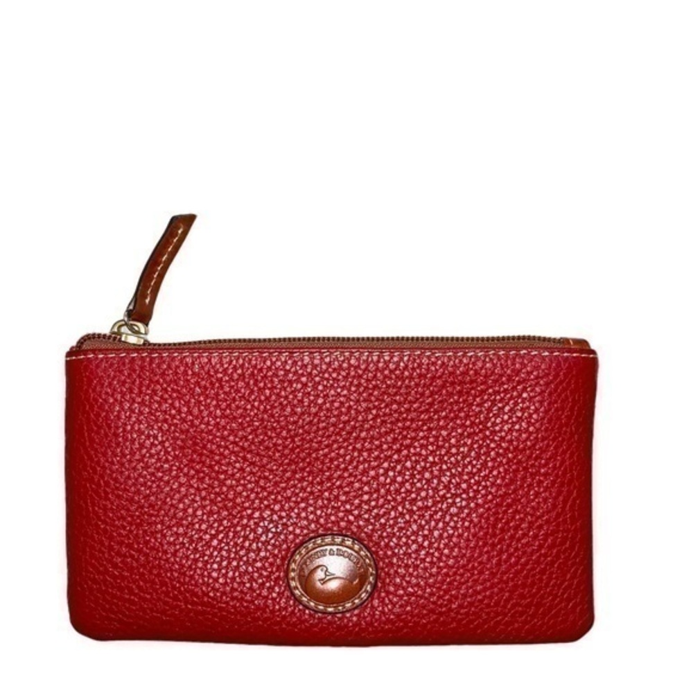Dooney red leather zipper clutch pouch bag